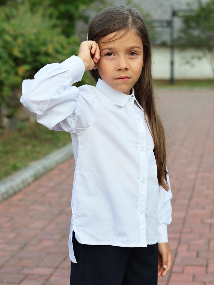 Рубашка для девочек БУШОН, модель SK59, цвет белый 