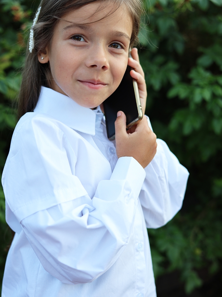 Рубашка для девочек БУШОН, модель SK59, цвет белый 