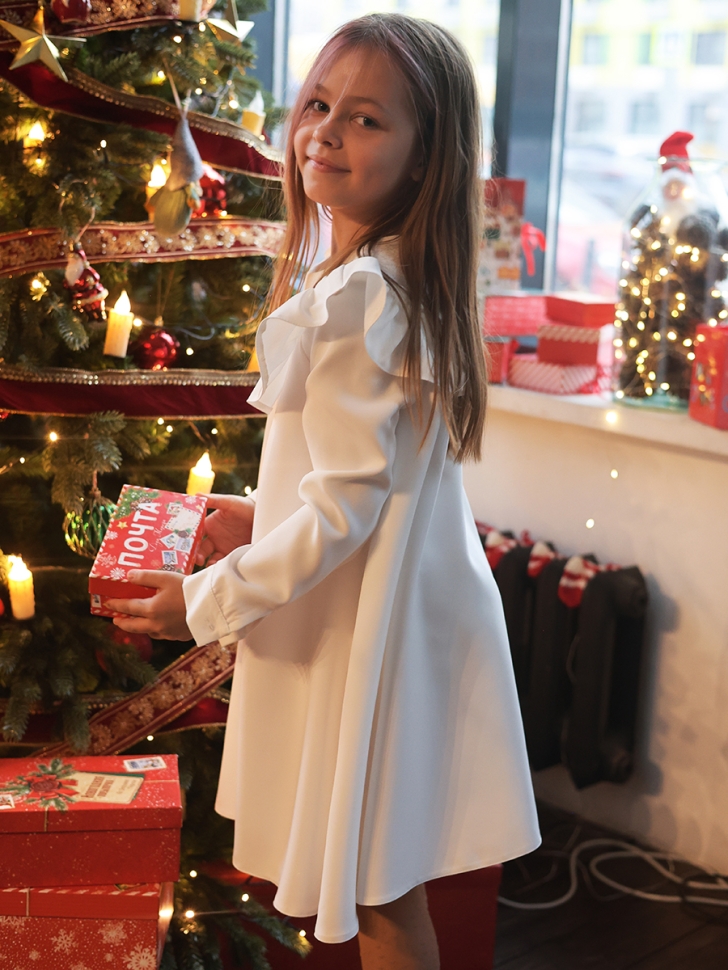 Платье для девочки нарядное БУШОН ST61, цвет белый