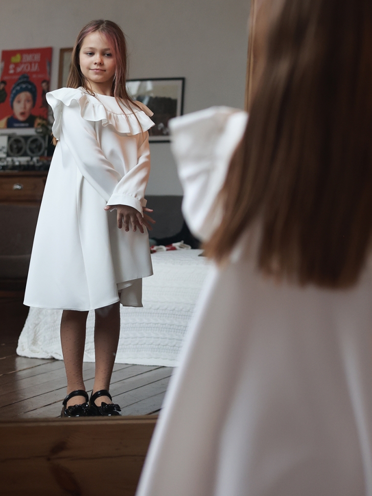 Платье для девочки нарядное БУШОН ST61, цвет белый