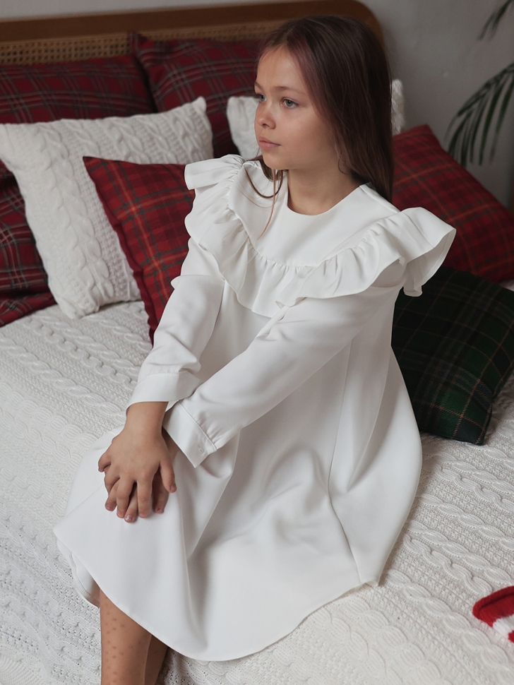 Платье для девочки нарядное БУШОН ST61, цвет белый