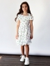 Платье для девочки вискоза БУШОН ST65, цвет белый/зеленая вишня 