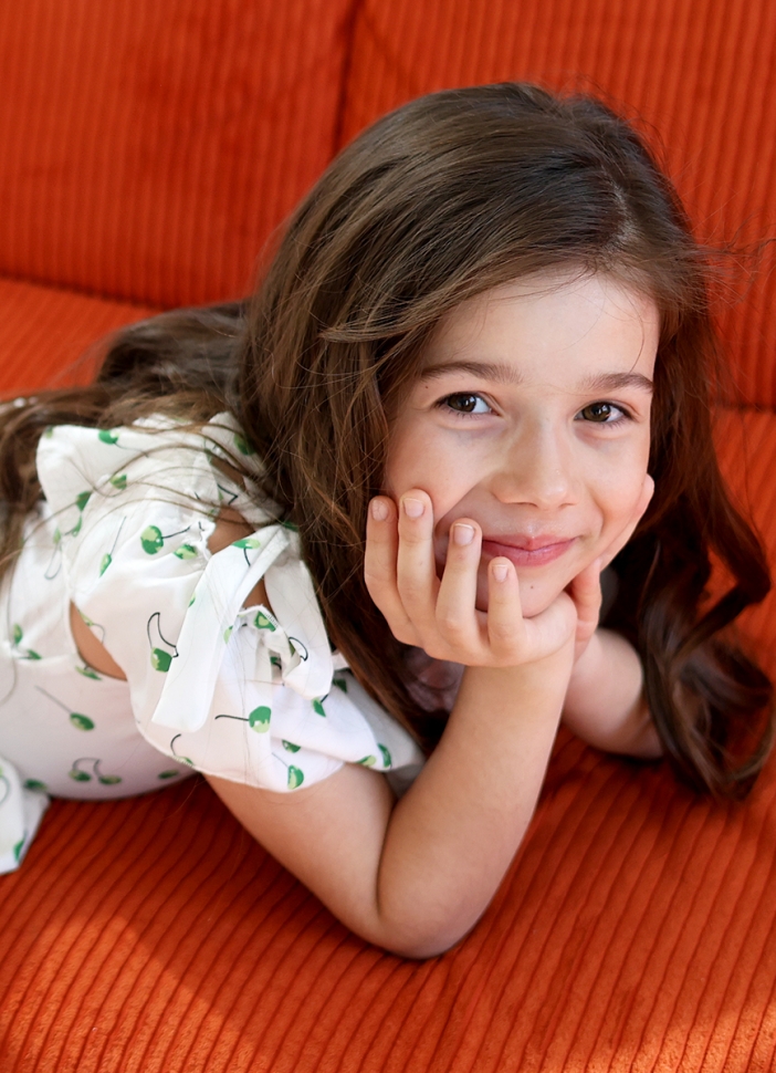 Платье для девочки вискоза БУШОН ST65, цвет белый/зеленая вишня 