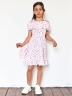 Платье для девочки вискоза БУШОН ST65, цвет белый/розовый цветы