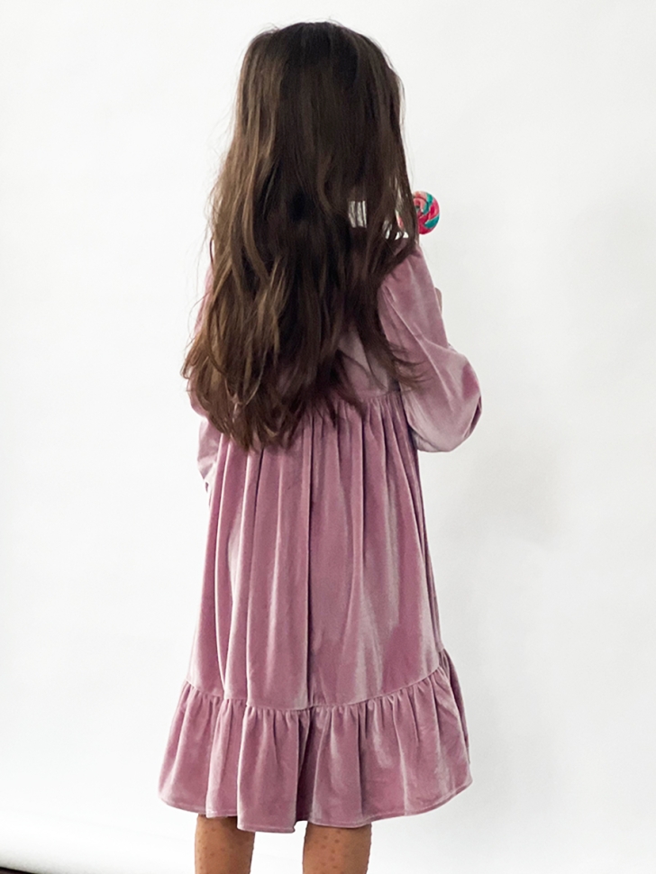 Платье велюровое нарядное БУШОН ST63, цвет пудровый