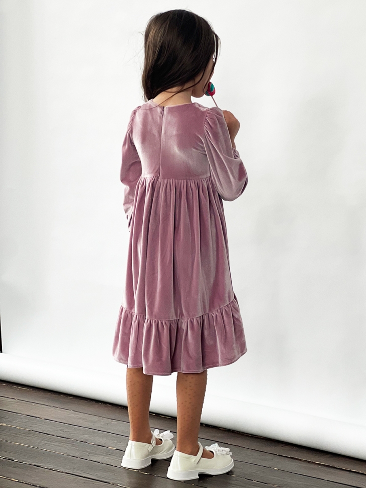 Платье велюровое нарядное БУШОН ST63, цвет пудровый