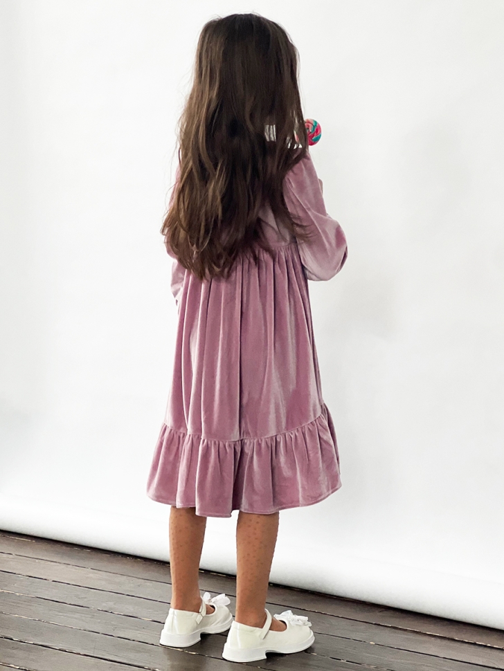 Платье велюровое нарядное БУШОН ST63, цвет пудровый