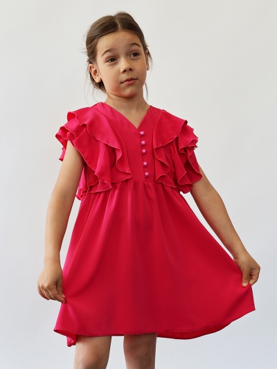 Платье для девочки вискоза БУШОН ST67, цвет фуксия