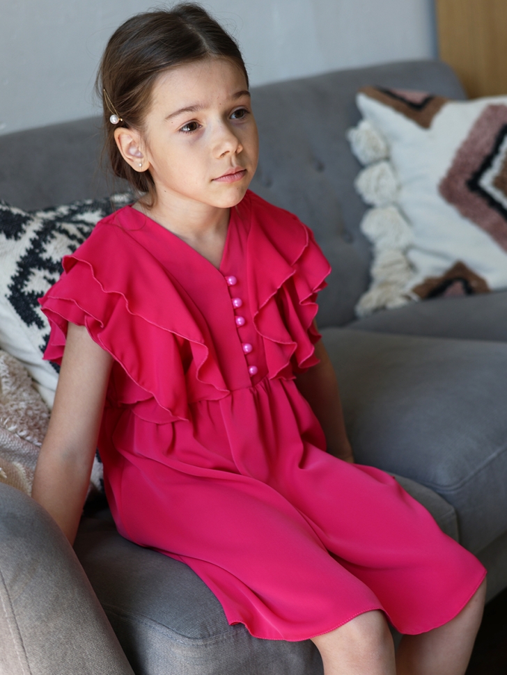 Платье для девочки вискоза БУШОН ST67, цвет фуксия