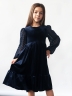 Платье велюровое нарядное БУШОН ST63, цвет темно-синий рукав
