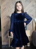 Платье велюровое нарядное БУШОН ST63, цвет темно-синий рукав
