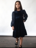 Платье велюровое нарядное БУШОН ST63, цвет темно-синий рукав