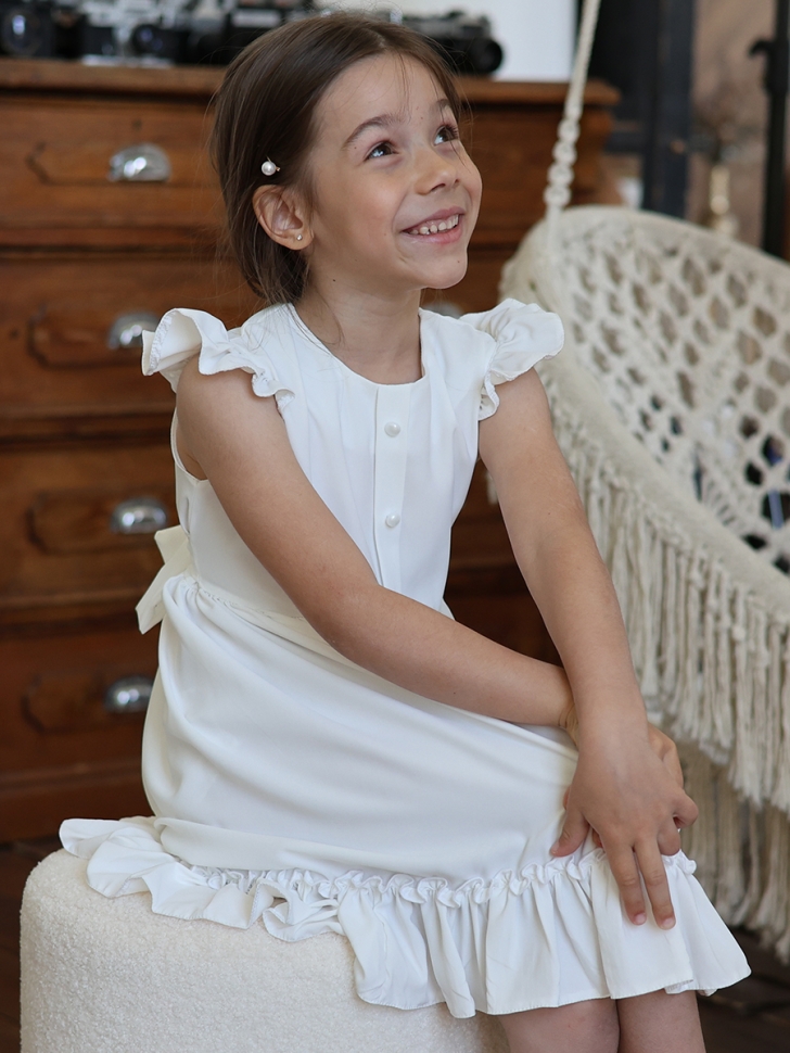 Платье для девочки вискоза БУШОН ST66, цвет белый