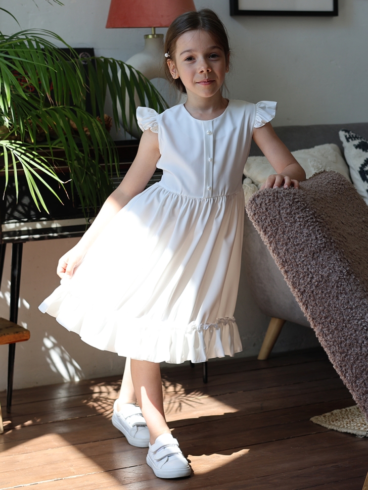 Платье для девочки вискоза БУШОН ST66, цвет белый
