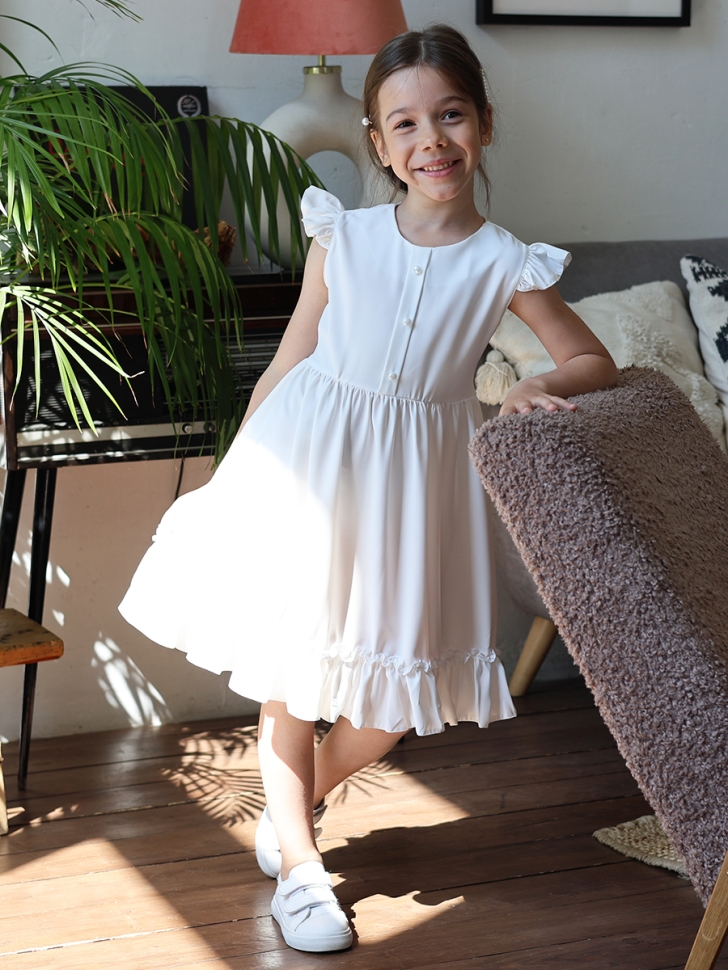 Платье для девочки вискоза БУШОН ST66, цвет белый
