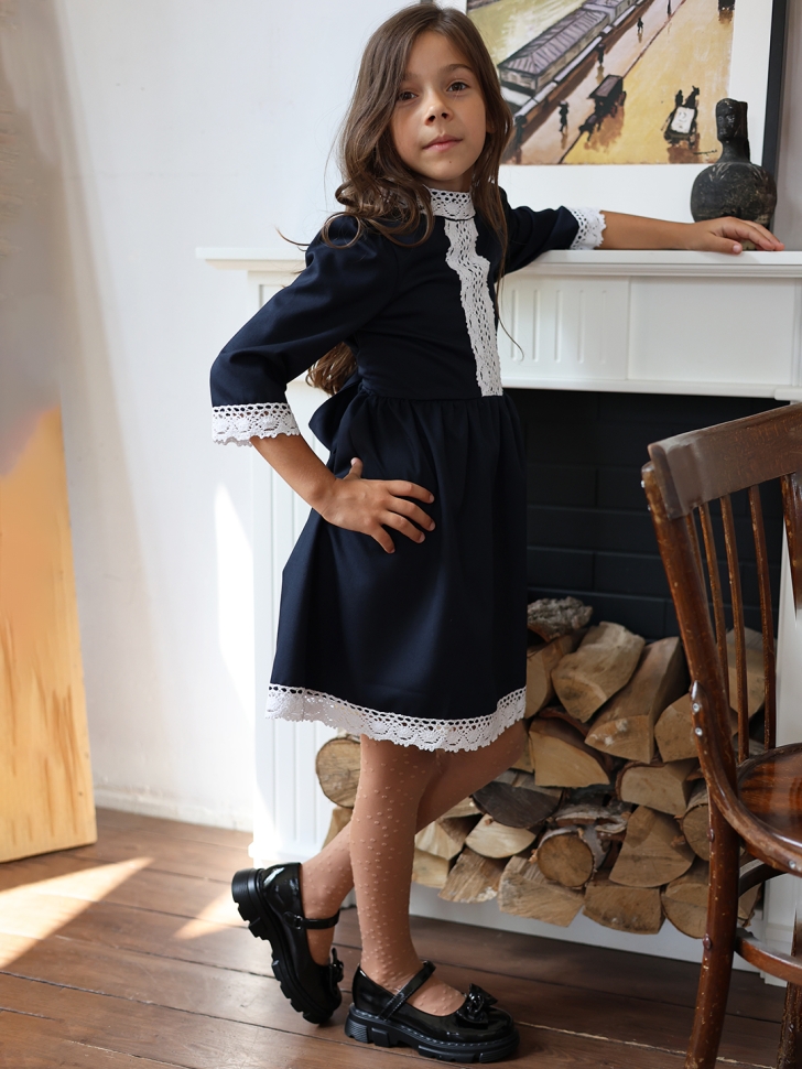 Платье для девочки школьное БУШОН SK43, цвет темно-синий