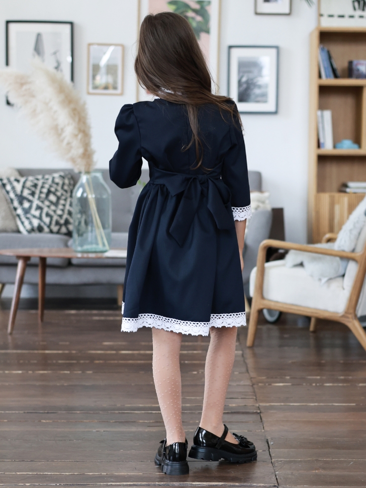 Платье для девочки школьное БУШОН SK43, цвет темно-синий