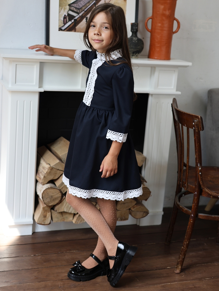 Платье для девочки школьное БУШОН SK43, цвет темно-синий