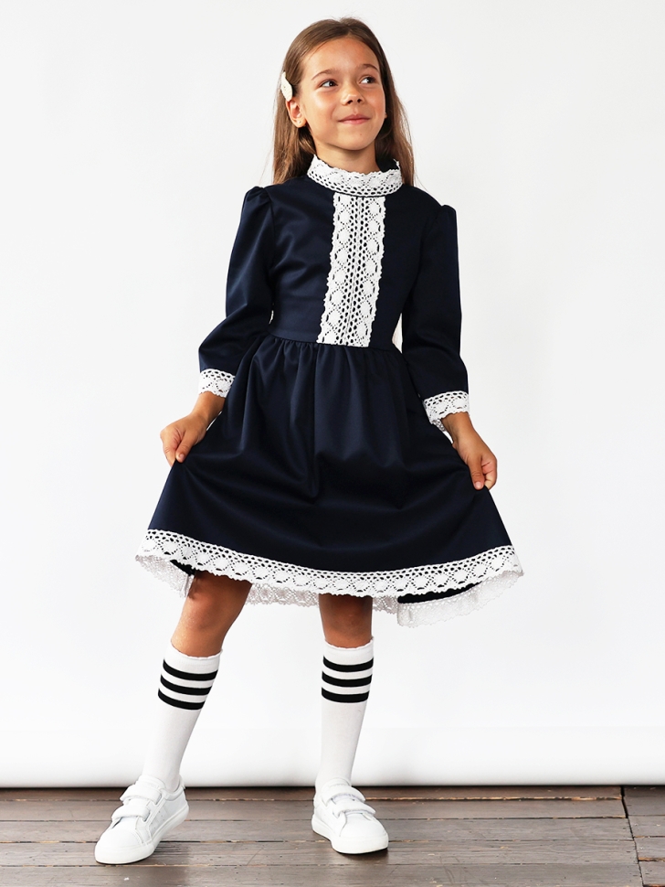 Платье для девочки школьное БУШОН SK43, цвет темно-синий