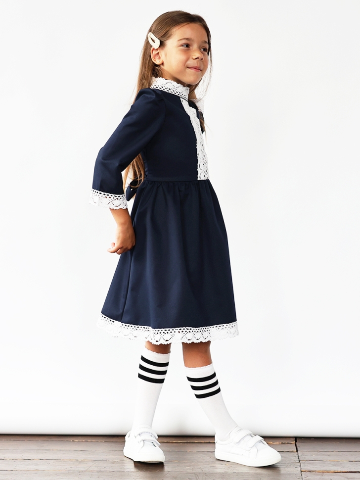 Платье для девочки школьное БУШОН SK43, цвет темно-синий