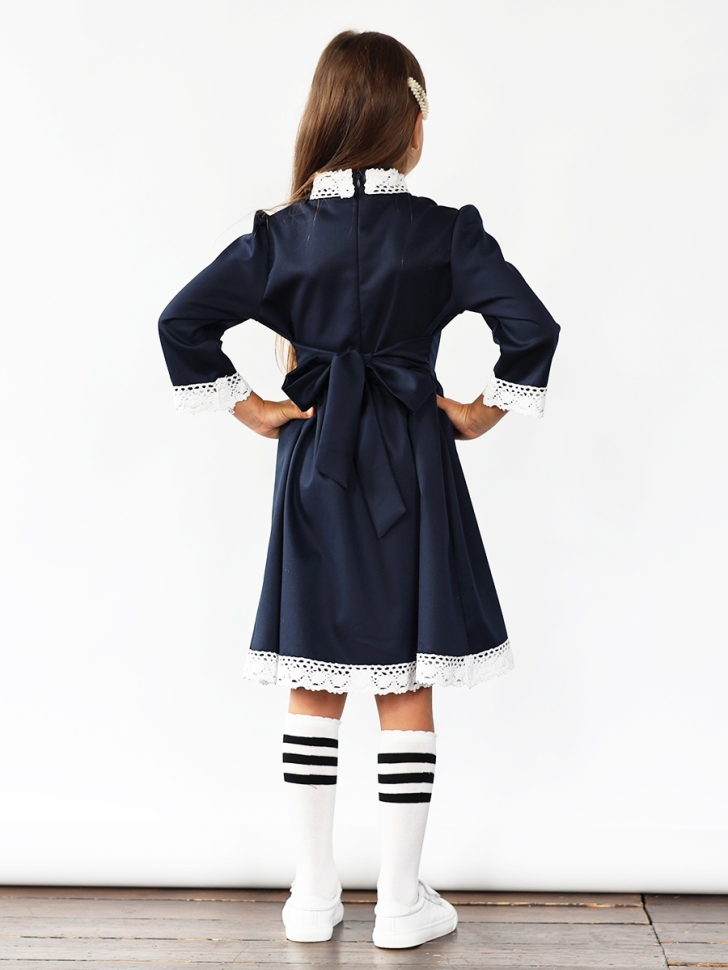 Платье для девочки школьное БУШОН SK43, цвет темно-синий