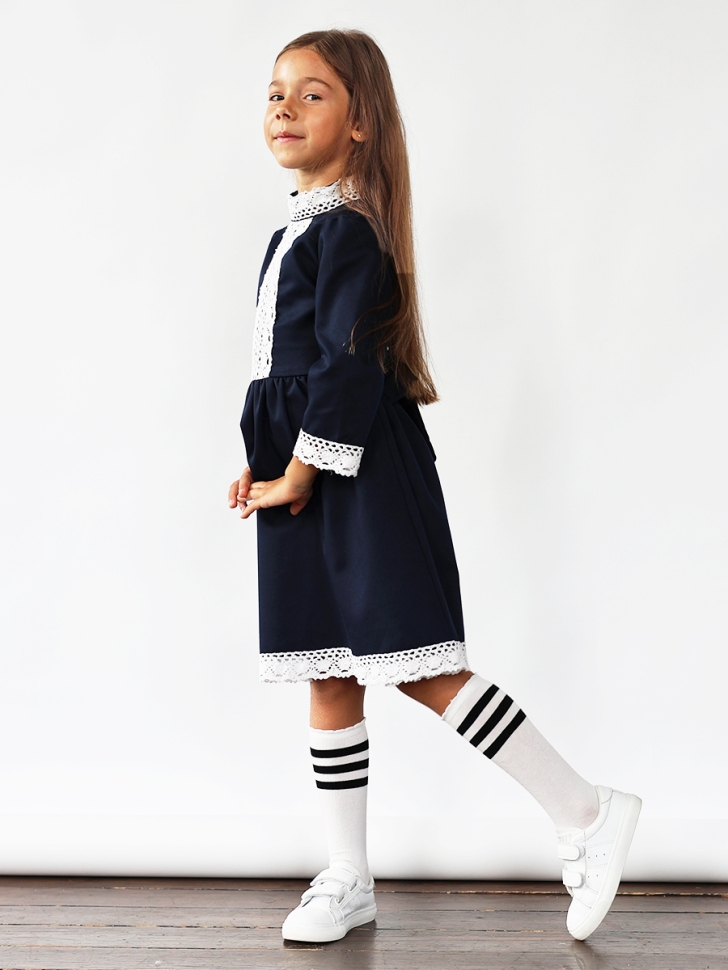 Платье для девочки школьное БУШОН SK43, цвет темно-синий