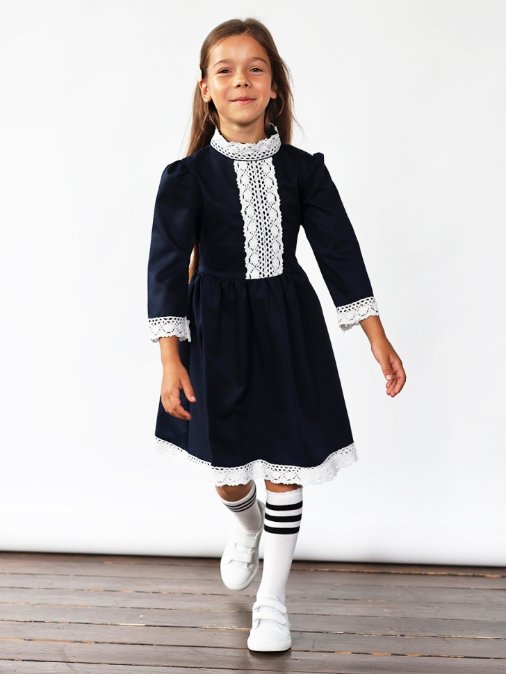 Платье для девочки школьное БУШОН SK43, цвет темно-синий