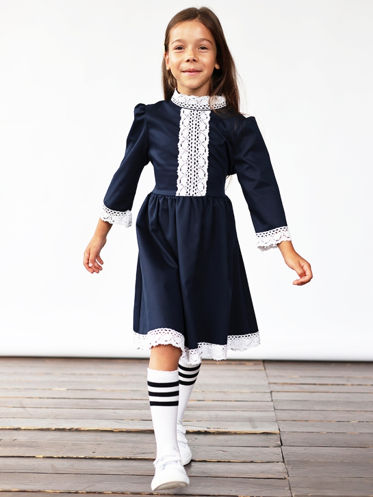Платье для девочки школьное БУШОН SK43, цвет темно-синий