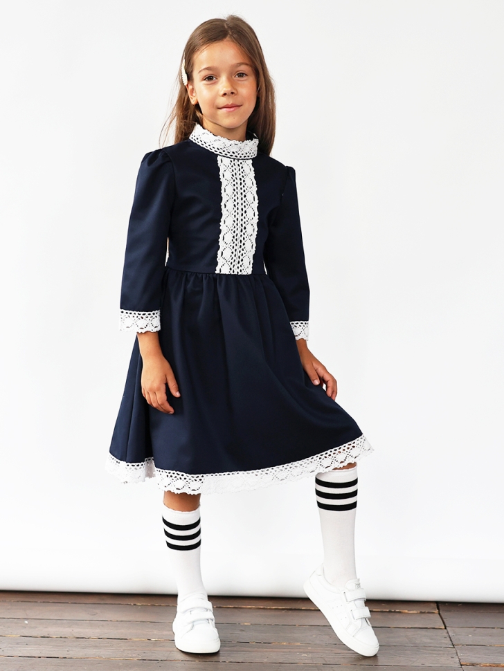 Платье для девочки школьное БУШОН SK43, цвет темно-синий