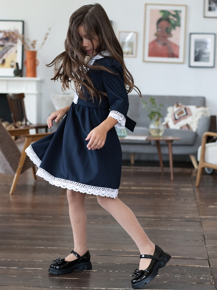 Платье для девочки школьное БУШОН SK43, цвет темно-синий
