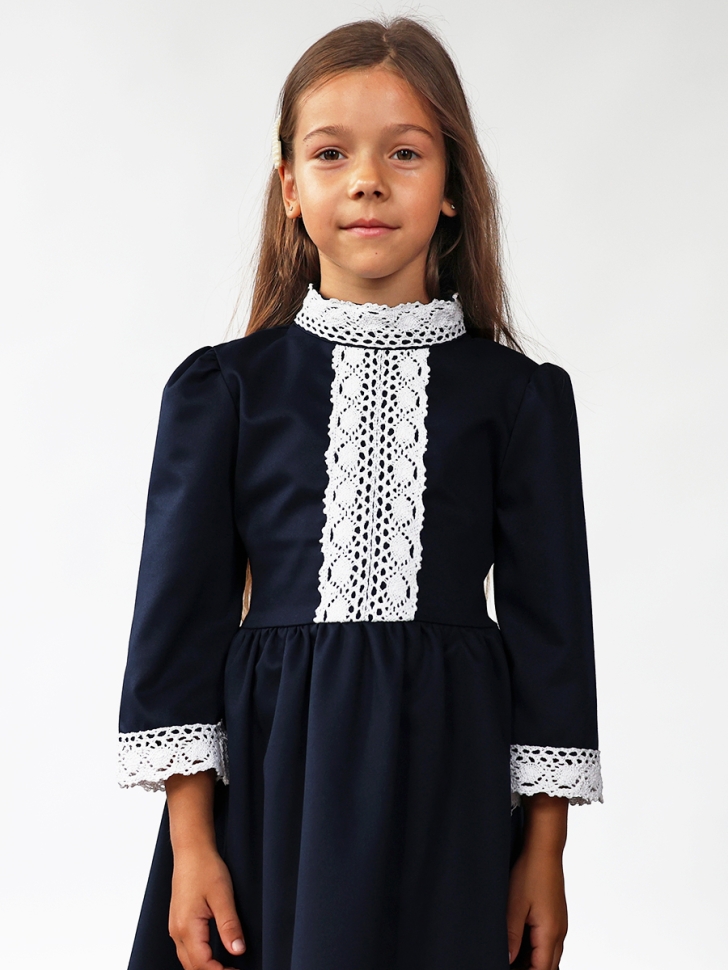 Платье для девочки школьное БУШОН SK43, цвет темно-синий