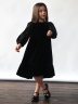 Платье велюровое нарядное БУШОН ST63, цвет черный рукав