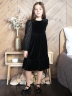 Платье велюровое нарядное БУШОН ST63, цвет черный рукав