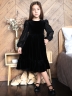 Платье велюровое нарядное БУШОН ST63, цвет черный рукав
