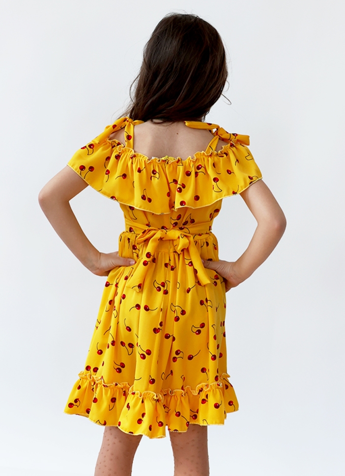 Платье для девочки вискоза БУШОН ST65, цвет желтый/вишня 