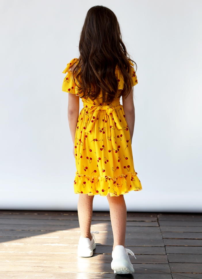 Платье для девочки вискоза БУШОН ST65, цвет желтый/вишня 