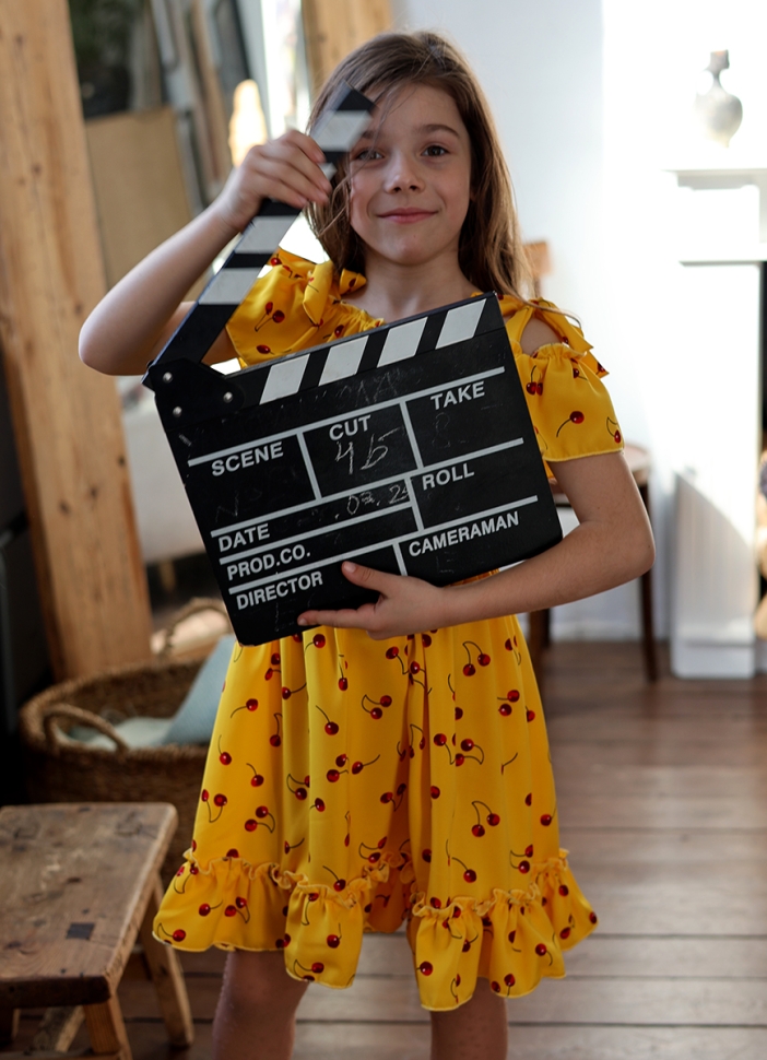 Платье для девочки вискоза БУШОН ST65, цвет желтый/вишня 