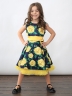 Платье для девочки нарядное БУШОН ST30, стиляги цвет зеленый/желтый, принт цветы