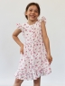 Платье для девочки вискоза БУШОН ST66, цвет белый/фуксия цветы 