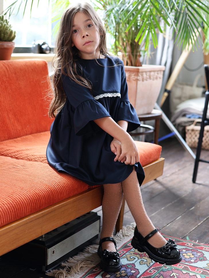 Платье для девочки школьное БУШОН SK44, цвет темно-синий