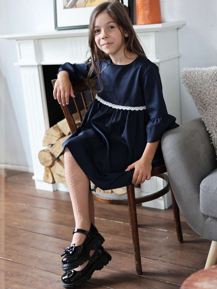 Платье для девочки школьное БУШОН SK44, цвет темно-синий