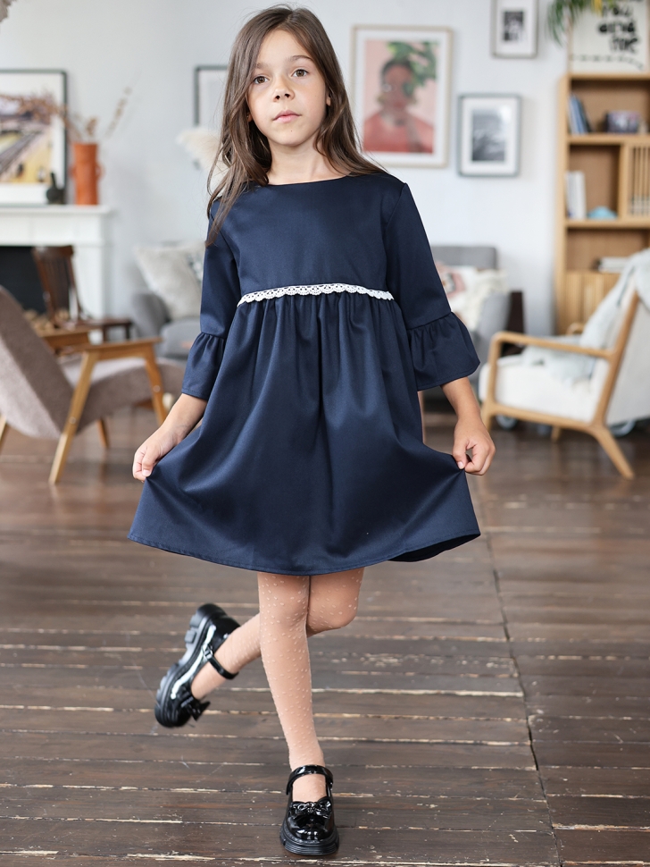 Платье для девочки школьное БУШОН SK44, цвет темно-синий