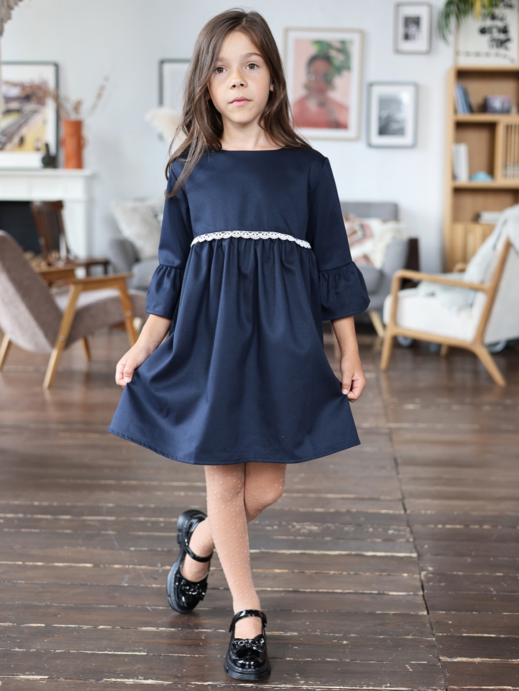 Платье для девочки школьное БУШОН SK44, цвет темно-синий