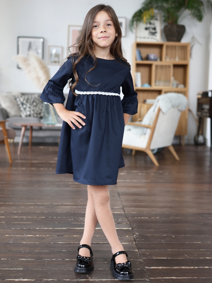 Платье для девочки школьное БУШОН SK44, цвет темно-синий