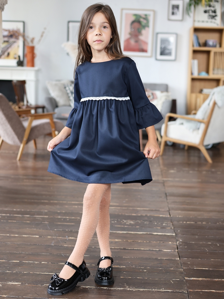 Платье для девочки школьное БУШОН SK44, цвет темно-синий