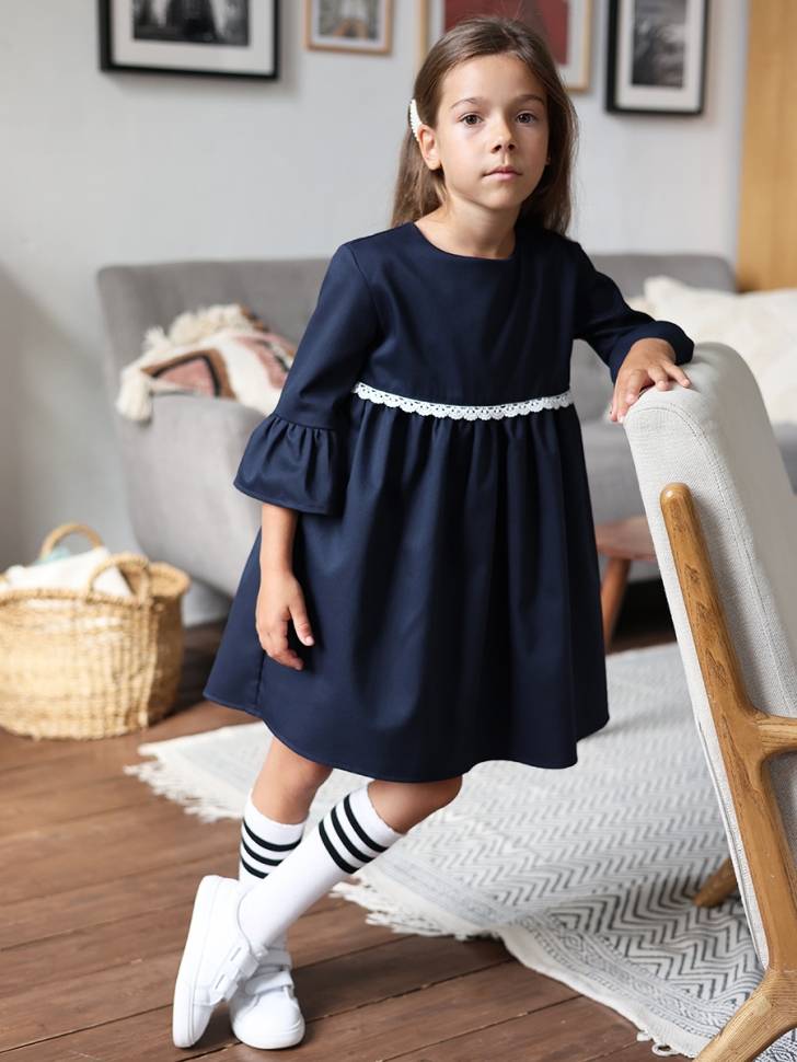 Платье для девочки школьное БУШОН SK44, цвет темно-синий