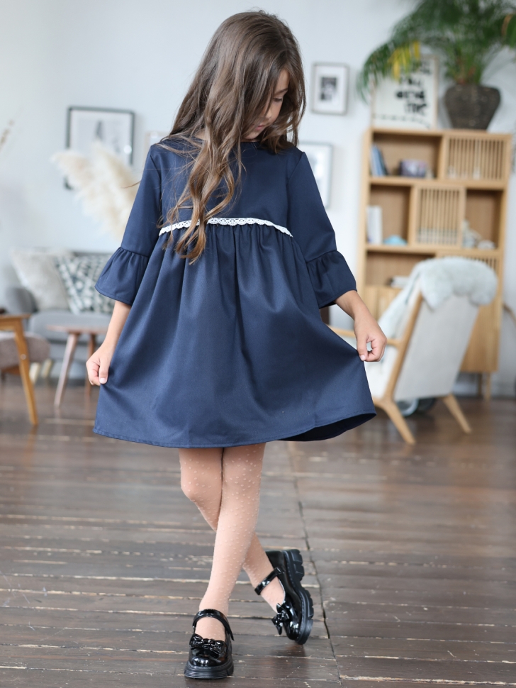 Платье для девочки школьное БУШОН SK44, цвет темно-синий