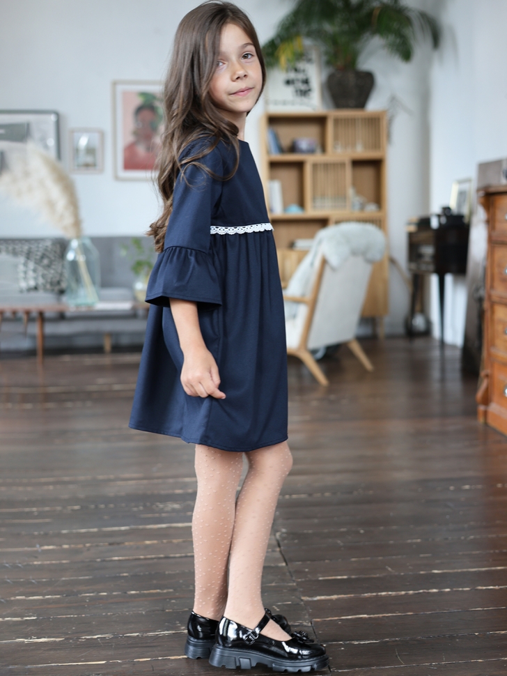Платье для девочки школьное БУШОН SK44, цвет темно-синий