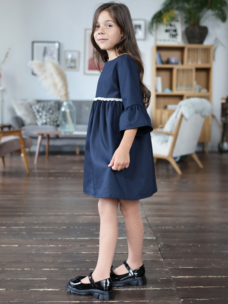 Платье для девочки школьное БУШОН SK44, цвет темно-синий