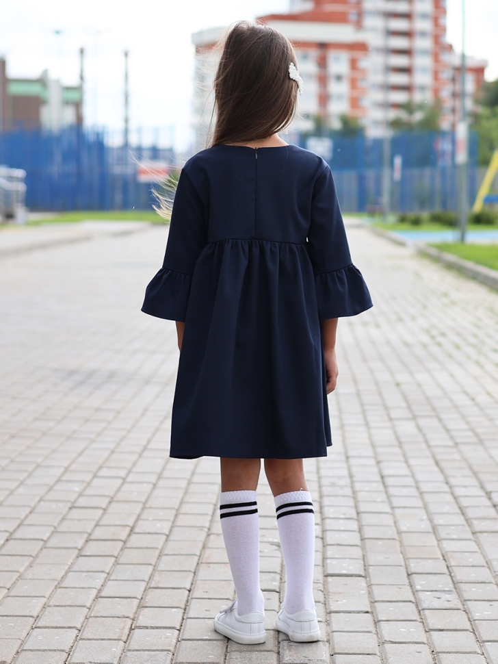 Платье для девочки школьное БУШОН SK44, цвет темно-синий